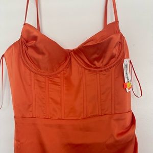 Orange corset satin dress